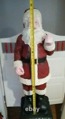 Vintage Yard Size Santa Clause Statue Chalkware 39 Inch LARGE Santa Statue