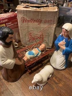 Vintage empire christmas blow mold nativity set with box from fort wayne indiana