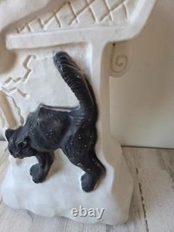 Vintage ghost cat tombstone blow mold RARE drainage Halloween lawn decor rare Vintage ghost cat tombstone blow mold RARE drainage Halloween lawn decor rare