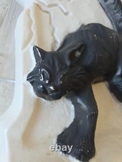 Vintage ghost cat tombstone blow mold RARE drainage Halloween lawn decor rare Vintage ghost cat tombstone blow mold RARE drainage Halloween lawn decor rare