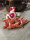 Vintage Huge Santa In Sleigh With4 Reindeer Blow Mold Christmas Decoration