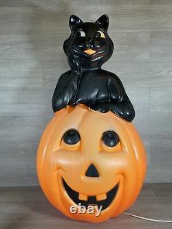 Vntage 1993 Halloween Blow Mold Black Cat On Pumpkin Carolina Enterprise 35
