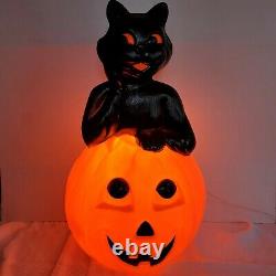 Vntage 1993 Halloween Blow Mold black cat inside pumpkin Carolina Enterprise 35