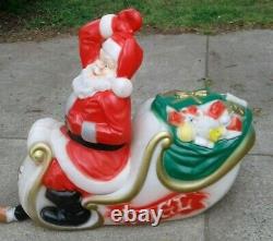 Vntg Empire Lighted Yard Blow Mold 38 x 36 SANTA CLAUS in SLEIGH with REINDEER