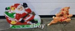 Vtg 1970 Empire Santa Reindeer Sleigh Lighted Table Top Blow Mold Made in USA