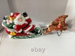 Vtg 1970 Empire Santa Reindeer Sleigh Lighted Table Top Blow Mold Made in USA Vtg 1970 Empire Santa Reindeer Sleigh Lighted Table Top Blow Mold Made in USA