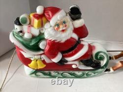 Vtg 1970 Empire Santa Reindeer Sleigh Lighted Table Top Blow Mold Made in USA Vtg 1970 Empire Santa Reindeer Sleigh Lighted Table Top Blow Mold Made in USA