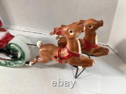 Vtg 1970 Empire Santa Reindeer Sleigh Lighted Table Top Blow Mold Made in USA Vtg 1970 Empire Santa Reindeer Sleigh Lighted Table Top Blow Mold Made in USA