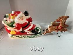 Vtg 1970 Empire Santa Reindeer Sleigh Lighted Table Top Blow Mold Made in USA Vtg 1970 Empire Santa Reindeer Sleigh Lighted Table Top Blow Mold Made in USA