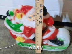 Vtg 1970 Empire Santa Reindeer Sleigh Lighted Table Top Blow Mold Made in USA