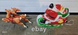 Vtg 1970 Empire Santa Reindeer Sleigh Lighted Table Top Blow Mold Made in USA