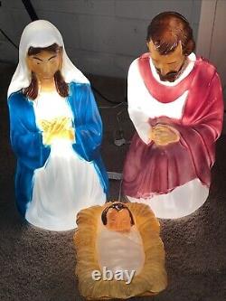 Vtg 1980s General Foam Blow Molds Christmas Nativity Set Mary Joseph & Jesus USA