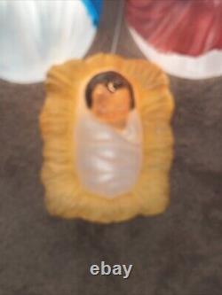 Vtg 1980s General Foam Blow Molds Christmas Nativity Set Mary Joseph & Jesus USA