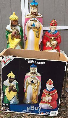 Vtg 1982 Empire Three Wise Men Plastic Blow Mold Christmas Yard Decor 1369 W Box