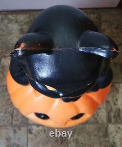 Vtg 34 General Foam Black Cat on Pumpkin Halloween Blow Mold New Condition