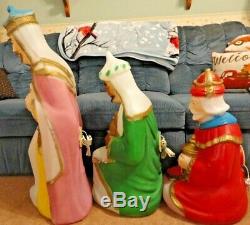 Vtg 36 General Foam Wisemen Kings Nativity Christmas Blow Mold Light Yard Decor