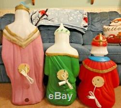 Vtg 36 General Foam Wisemen Kings Nativity Christmas Blow Mold Light Yard Decor