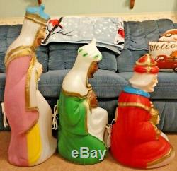 Vtg 36 General Foam Wisemen Kings Nativity Christmas Blow Mold Light Yard Decor