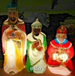 Vtg 36 General Foam Wisemen Kings Nativity Christmas Blow Mold Light Yard Decor