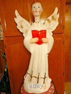 Vtg 41 General Foam Boy Angel Caroler Choir Christmas Blowmold Light Yard Decor