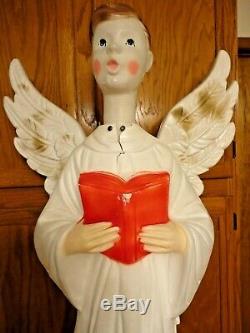 Vtg 41 General Foam Boy Angel Caroler Choir Christmas Blowmold Light Yard Decor