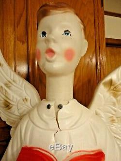 Vtg 41 General Foam Boy Angel Caroler Choir Christmas Blowmold Light Yard Decor