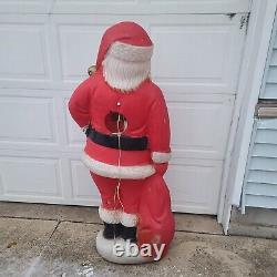 Vtg 5 Foot Santa Claus General Foam Plastic Blow Mold Light Up Yard Decoration