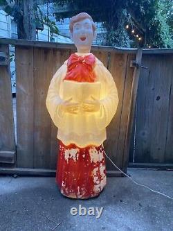 Vtg 50 Boy Caroler Choir Christmas Blow Mold Light Up