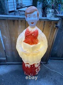 Vtg 50 Boy Caroler Choir Christmas Blow Mold Light Up