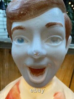 Vtg 50 Boy Caroler Choir Christmas Blow Mold Light Up