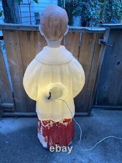 Vtg 50 Boy Caroler Choir Christmas Blow Mold Light Up