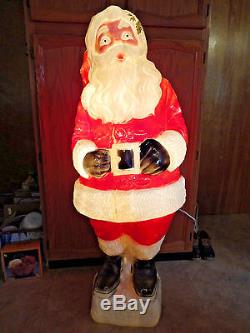 Vtg 55 Life Size Santa Claus Christmas Blow Mold Light Up Yard Decor Saint Nick