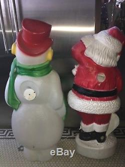 Vtg 9 Huge LifeSize Blow Mold Candy Cane Christmas Snowman SantaClaus Candle