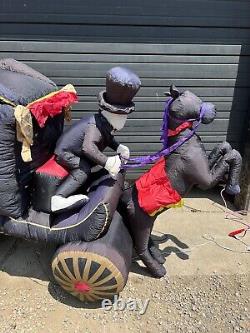 Vtg Airblown Inflatables Horseman Carriage Coach Halloween Decoration Huge 8ft