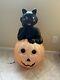 Vtg Black Cat On A Pumpkin Halloween Blow Mold Empire Carolina Enterprises 34