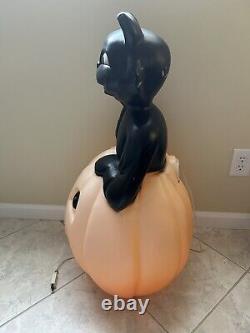 Vtg Black Cat on a Pumpkin Halloween Blow Mold Empire Carolina Enterprises 34