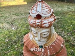 Vtg. Blow Mold Christmas Outdoor Decor 3 Wisemen, Mary, Joseph, 2 animals, Santa