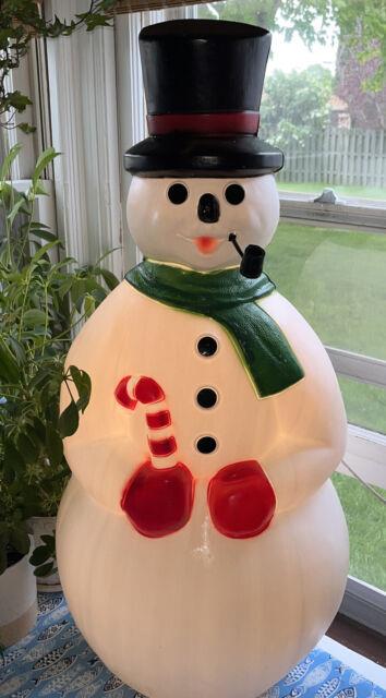 Vtg Blow Mold Frosty Snowman W Pipe 34 Lighted Christmas General Foam Co Usa