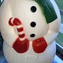 Vtg Blow Mold Frosty Snowman w Pipe 34 Lighted Christmas General Foam Co USA