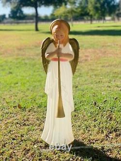 Vtg Blow Mold TPI Angel Choir with Horn Christmas Nativity 34 Lights Up Works