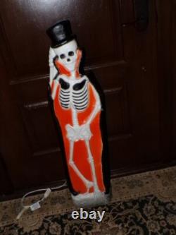 Vtg Blowmold Halloween Skeleton Top Hat Don Featherstone Tombstone RIP Vtg Blowmold Halloween Skeleton Top Hat Don Featherstone Tombstone RIP