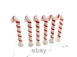 Vtg Candy Cane Blow Molds Empire Set 6 Lighted 40 Tall Christmas w Original Box