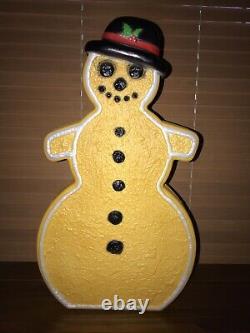 Vtg Christmas 25 Brown Gingerbread Snowman Black Hat Blow Mold Don Featherstone
