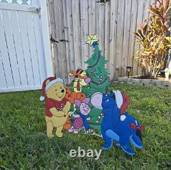 Vtg Christmas 34 Disneys Winnie Pooh 3 Pc Metal Yard Decor Eeyore Tigger Piglet