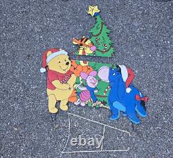 Vtg Christmas 34 Disneys Winnie Pooh 3 Pc Metal Yard Decor Eeyore Tigger Piglet