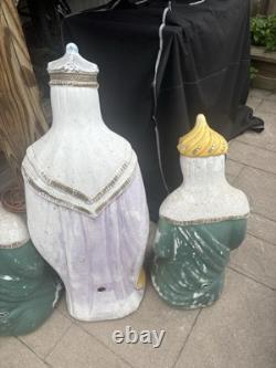 Vtg Christmas Poloron 28 Lighted Lot Set Wise Man Blow Mold Nativity Outdoor X4