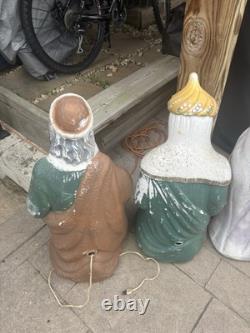 Vtg Christmas Poloron 28 Lighted Lot Set Wise Man Blow Mold Nativity Outdoor X4