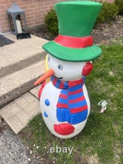 Vtg Christmas TPI Snowman with Broom & Carrot Nose Blow Mold -40-1/2