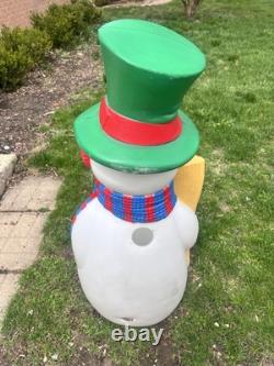 Vtg Christmas TPI Snowman with Broom & Carrot Nose Blow Mold -40-1/2