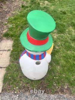 Vtg Christmas TPI Snowman with Broom & Carrot Nose Blow Mold -40-1/2